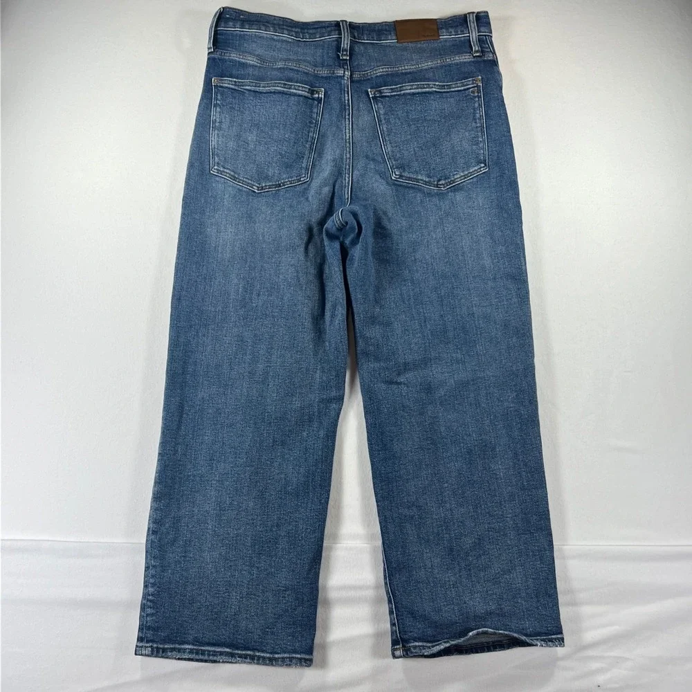 Madewell Slim Wide-Leg Crop Jeans Womens 31 Medium Wash Blue Denim High Rise